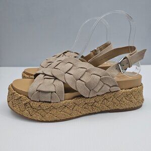 NEW Dolce Vita Winder Basketweave Sandal Womens 8 Camel Suede Slingback Platform
